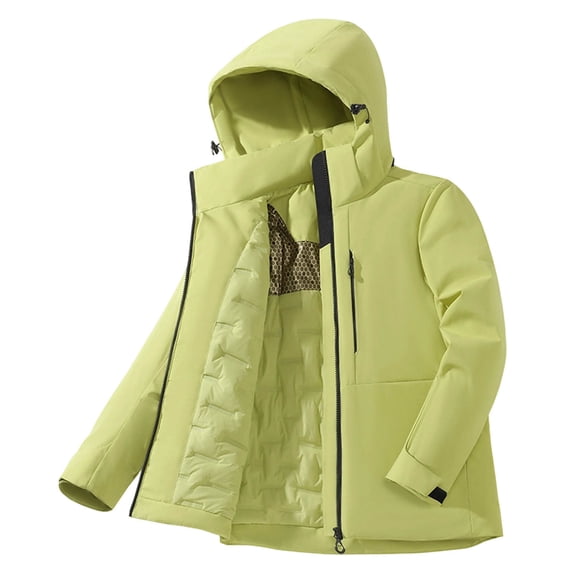 Womens Waterproof Insulated Hooded Puffer Jacket with Pockets Adjustable Hood Drawstring,Windproof, Warm Puffer Coat for Hiking, Outddor,Cold Weather Daily Wear