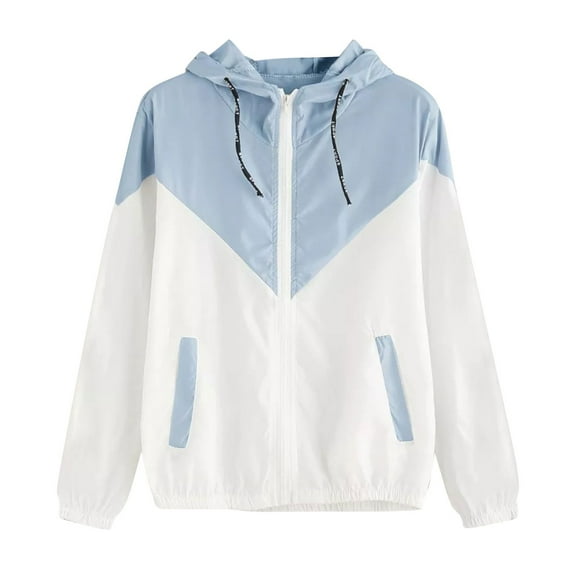 Womens Waterproof Jacket Lightweight Rain Jacket Rain Coat Outdoor Packable Functional Jacket with Hood Light Blue S
