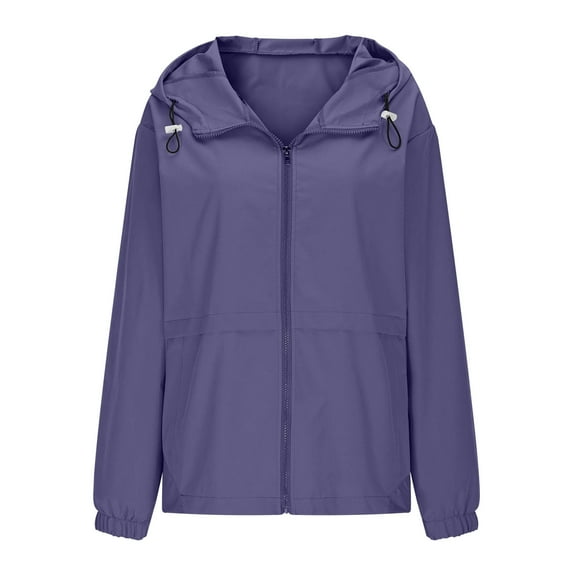 Womens Waterproof Jacket with Hood Packable Raincoats Reflective Jacket Windbreaker Travel Hiking Coat with Pocket S-2XL
