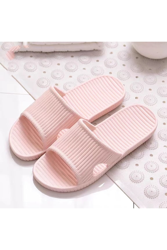 Womens Waterproof PVC Slide Slippers, Non-Slip House Shoes for Indoor Bathroom Kitchen, Lightweight Easy Clean Blush Pink Slides,Size 38