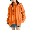 thumbnail image 1 of Womens Waterproof Rain Jacket Fleece Lined Rain Coats Thermal Zipper Solid Color Hooded Windbreaker Jackets Pocket XS-4XL, 1 of 6
