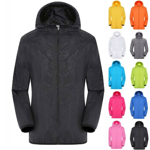 Womens Waterproof Rain Jacket with Hood Women Men Windproof Jacket Outdoor Bicycle Sports Quick Dry Windbreaker Coat Top Black L