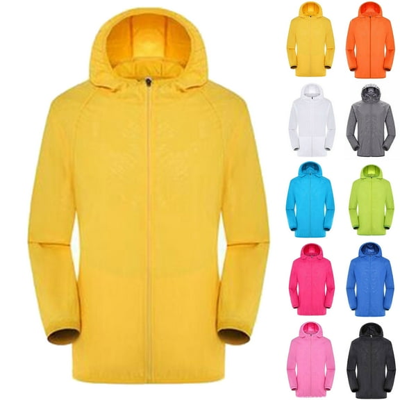 Womens Waterproof Rain Jacket with Hood Women Men Windproof Jacket Outdoor Bicycle Sports Quick Dry Windbreaker Coat Top Yellow 3XL