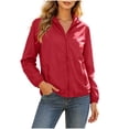 thumbnail image 1 of Womens Waterproof Rain Jackets Lightweight Zip Up Raincoat Solid Color Hooded Pocket Zipper Protection Casual Sports Long Sleeve Hooded Top, 1 of 8
