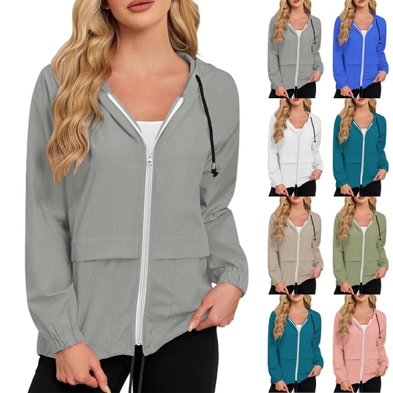 Womens Waterproof Rain Jackets with Hood Lightweight Trench Windbreaker Jacket for Women Active Outdoor Raincoat with Pocket