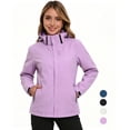 thumbnail image 1 of Rain Jackets for Women, Waterproof Raincoat with Pockets & Hoods, Lightweight Windbreaker Windproof Hooded Jacket for Outdoor Hiking Travel Vacation, Purple L, 1 of 10