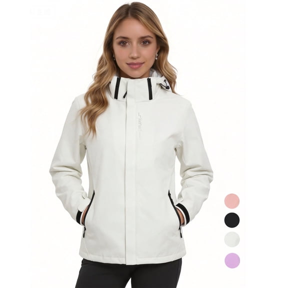 Omewoold Women Lightweight Jackets Waterproof Hooded Raincoat Packable Atheletic Jacket Hiking Windbreaker Rain Jacket With Pockets, White M