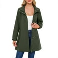 thumbnail image 1 of Womens Waterproof Trench Coats Detachable Hood Long Windbreaker Raincoat Lightweight Zipper Fall Hiking Jackets Army Green, XL, 1 of 7