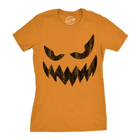 Womens Wavy Mouth Wayne Pumpkin T Shirt Funny Halloween Jack O Lantern Terrifying Smile Tee for Ladies Womens Graphic Tees
