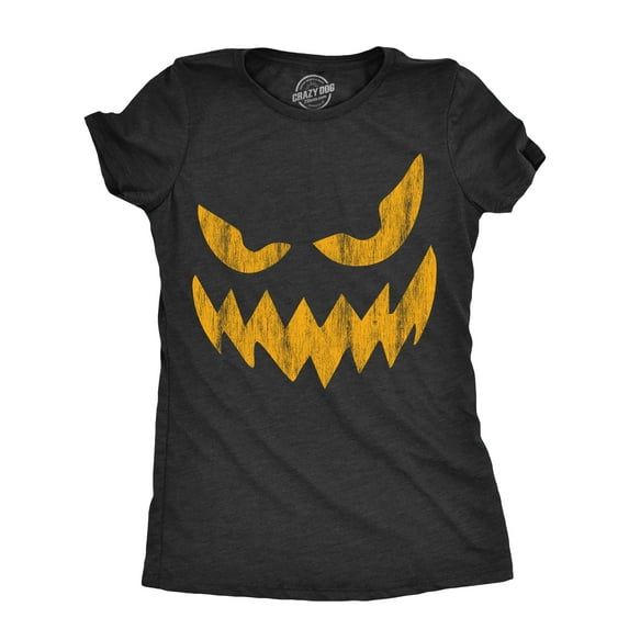 Womens Wavy Mouth Wayne Pumpkin T Shirt Funny Halloween Jack O Lantern Terrifying Smile Tee for Ladies Womens Graphic Tees