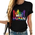 thumbnail image 1 of Womens We Are All Human Lesbian Gay Bisexual Pan Queer Trans LGBTQ T-Shirt Black 2X-Large, 1 of 3