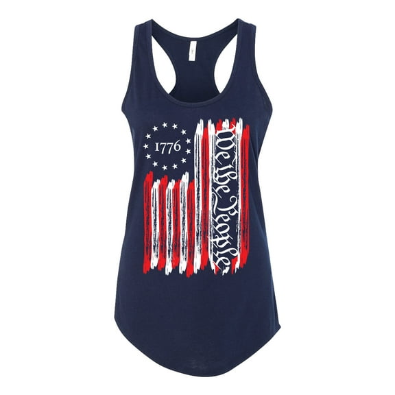 Womens We The People Betsy Ross Flag 13 Stars USA Patriotic Racerback Tank Top-Navy-xl