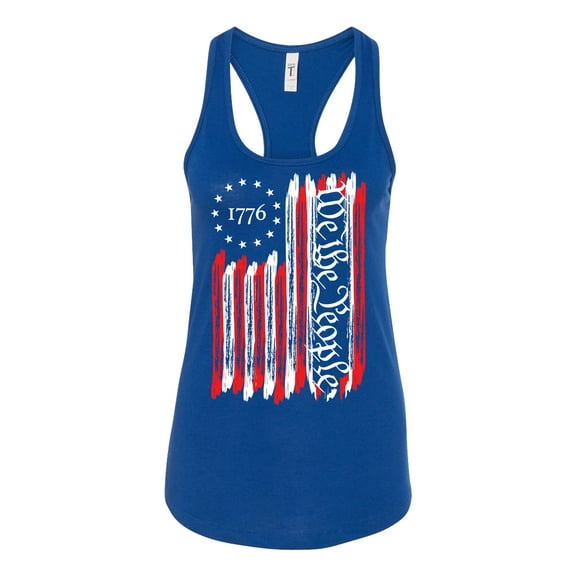 Womens We The People Betsy Ross Flag 13 Stars USA Patriotic Racerback Tank Top-Royal-medium
