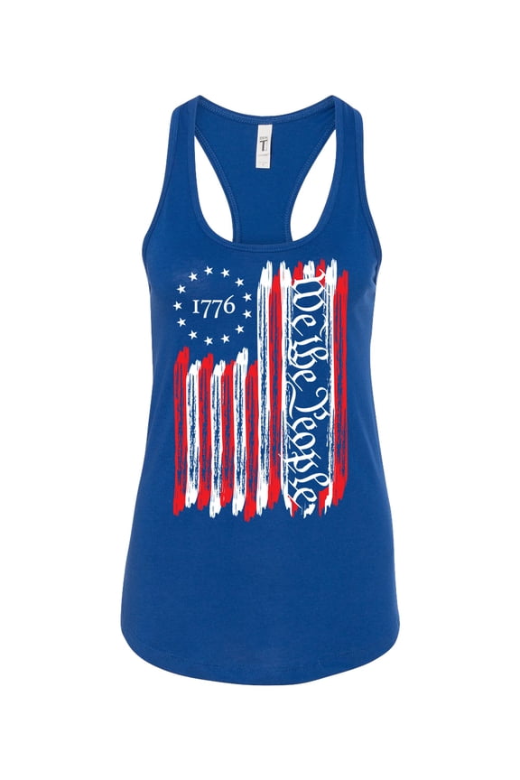 Womens We The People Betsy Ross Flag 13 Stars USA Patriotic Racerback Tank Top-Royal-small