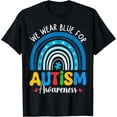 thumbnail image 1 of Womens We Wear The Blue For Autism Awareness Rainbow April T-Shirt, 1 of 4