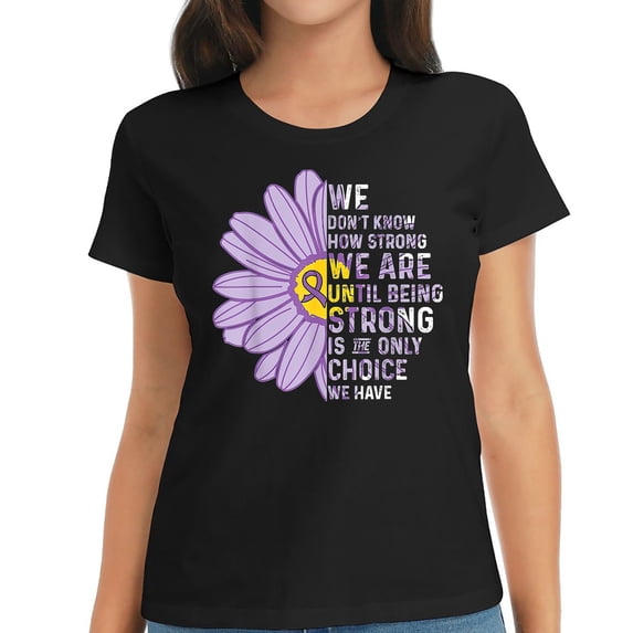 Womens We are Strong- Pancreatic Cancer Awareness Supporter Ribbon T-Shirt Black 2X-Large