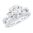 thumbnail image 1 of Rosec Jewels Certified Moissanite Wedding Ring Set of 2 - Three Stone Engagement Ring with Wedding Band - D-VS1 Quality, 925 Sterling Silver, US 4.00, 1 of 7