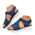 thumbnail image 1 of Womens Wedge Chunky Platform Sandals Firm Knit Upper Memory Foam Shoes Lightweight Summer Athletic Walking Sneakers Blue Size 9, 1 of 6