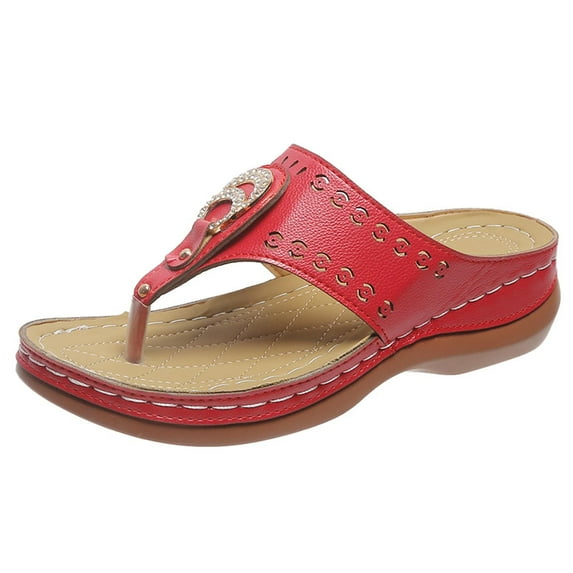 Womens Wedge Flip Flops Sandals Lightweight Summer Comfortable Platform Bohemia Flat Shoes Massage Function Casual Thong Sandal