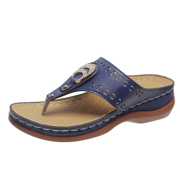 Womens Wedge Flip Flops Sandals Lightweight Summer Comfortable Platform Bohemia Flat Shoes Massage Function Casual Thong Sandal