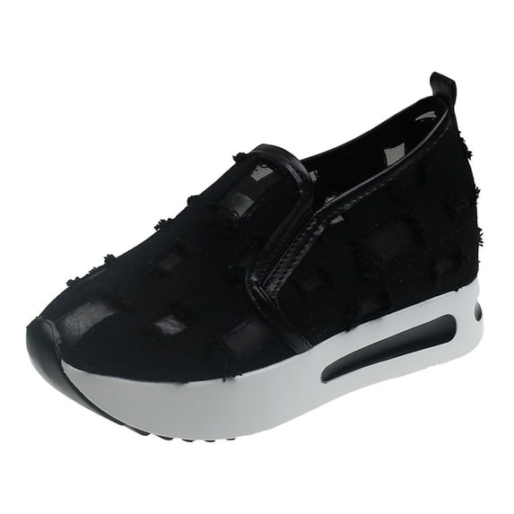 Womens Wedge Hollow Out Canvas Shoes Platform Slip On Sneakers Comfortable Casual Non Slip Dress Loafers