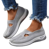 Womens Wedge Knit Athletic Walking Shoes Slip On Casual Mesh Sneakers Comfortable Tennis Workout Sneakers