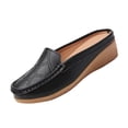 thumbnail image 1 of Womens Wedge Mules Slip On Loafers Comfortable Memory Foam PU Faux Leather Non-Slip Work Casual Shoes Black,Size 7.5, 1 of 8