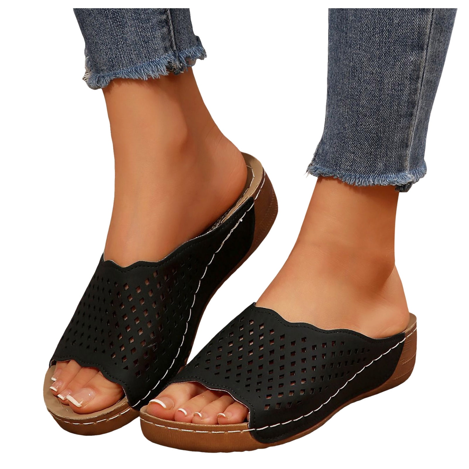 🔥Women's Leather Platform Wedge Orthopedic Sandals
