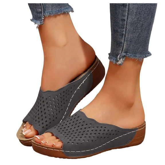 Womens Wedge Orthopedic Sandals 2025 Comfortable Leather Arch Support Orthotic Platform Walking Dress Slip on
