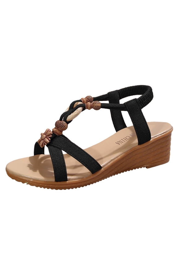 Womens Wedge Sandals Comfy Lightweight Extra Wide Width Wedge Heels Womens House Slippers Memory Foam Summer Wedges Slides -Flatform, Bohemia, Beach, Wedding