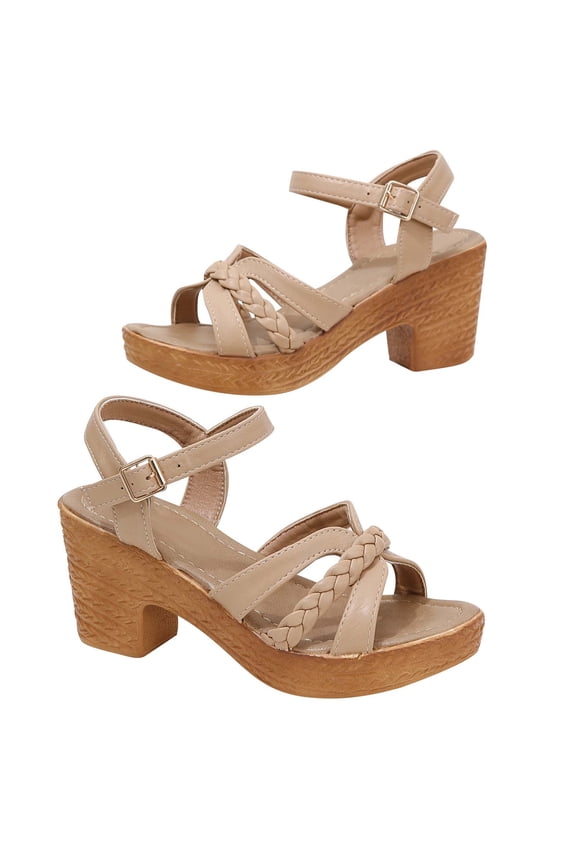 Womens Wedge Sandals Dressy Summer Casual Brided Strap Platform Open Toe Stacked Mid Heels Sandal Comfortable Walking Shoes for Travel Outdoor