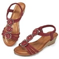 thumbnail image 1 of Atoshopce Womens Wedge Sandals Flower Low Heel Dressy Sandals Elastic Ankle Strap Rhinestone Summer Comfortable Shoes, 1 of 5