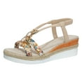 thumbnail image 1 of Womens Wedge Sandals Open Toe Casual Summer Bohemia High Heel Beach Sandals Elastic Ankle Strap Rhinestone Wedges(White-a,9), 1 of 6