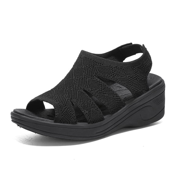 Womens Wedge Sandals Platform Walking Sandals Open Toe Ankle Elastic Strap Casual Comfortable Summer Dressy