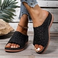 thumbnail image 1 of Womens Wedge Sandals,Summer Beach Sandals for Women Comfortable Wedge Sandals Leather Open Toe Slides with Arch Support Ladies Dressy Flower Flat Platform Sandals for Casual Walking Outdoor Wear, 1 of 4