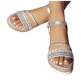 thumbnail image 1 of Womens Wedge Sandals Summer Dressy Espadrilles Open Toe Casual Platform Heeled Wedges with Adjustable Buckle Silver Size 8.5, 1 of 6