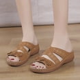 thumbnail image 1 of Womens Wedge Sandals Womens Dress Sandals Summer Shoes Sandals for Women Wedge Shoes Slip On Dressy Sandal Summer Comfortable Casual Slides Sandals Lightweight Memory Foam Walking Platform Brown 8, 1 of 5