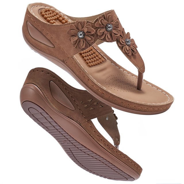 Womens Wedge Sandals with Arch Support Shoes Summer Massage Function