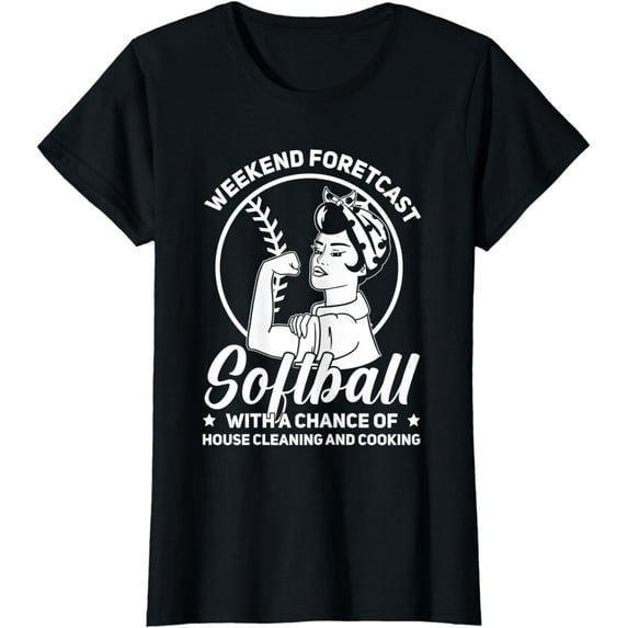 Womens Weekend Forecast Softbal And Householf Funny Mama Day T-Shirt