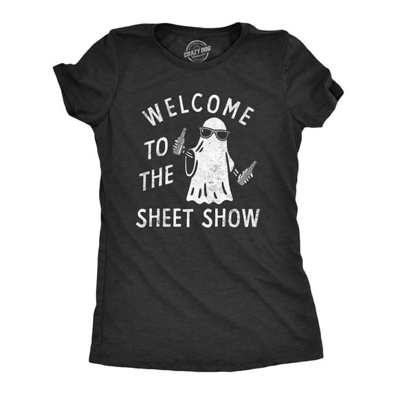 Womens Welcome to The Sheet Show T Shirt Funny Halloween Partying Bedsheet Ghost Tee for Ladies Womens Graphic Tees