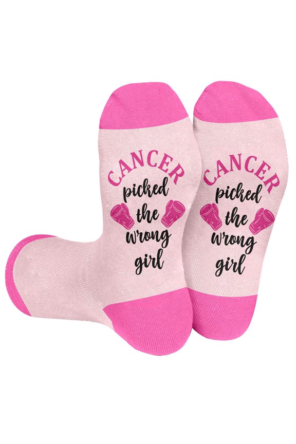 Womens Wellness Socks for Cancer Awareness Hidden Message Supportive Comfort Cotton Pink One Size 30g