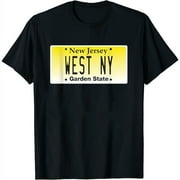 Womens West New York Nj New Jersey Hometown License Plate Graphic T-Shirt Black Small