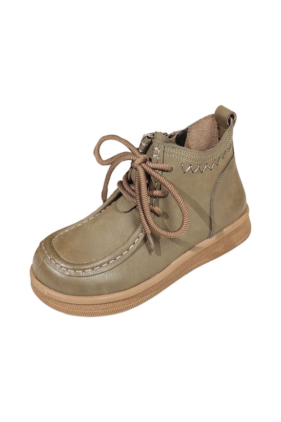 Womens Western Boots Fashion Ankle Boots Low Top Lace Up Round Toe Low Heel Casual Comfortable Footwear for Daily Wear Army Green Pu, 38 Size