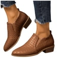 thumbnail image 1 of Womens Western Boots Low Top Stacked Heeled Ankle Boots Snakeskin Print Slip on Elastic Chelsea Booties, 1 of 7