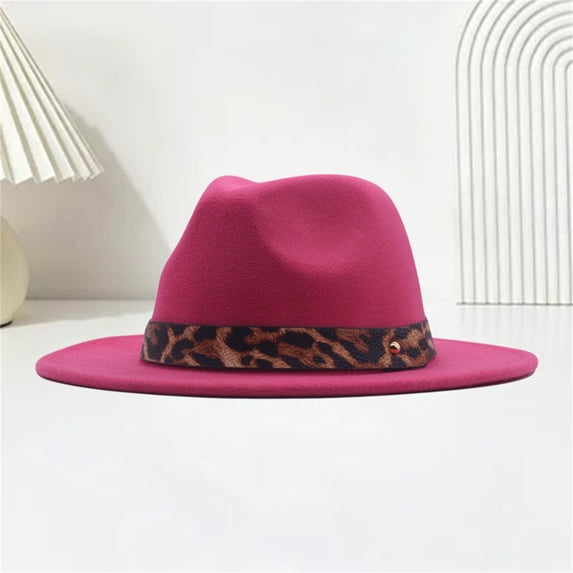 Womens Western Cowboy Hats AURORADY Women Men Bucket Hat Cap Leopard Western Wide Brim Solid Hats, Hot Pink One Size Cowboy