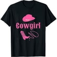 thumbnail image 1 of Womens Western Cowgirl Rodeo Design In Pink Colors Country Style Premium T-Shirt Black X-Large, 1 of 5