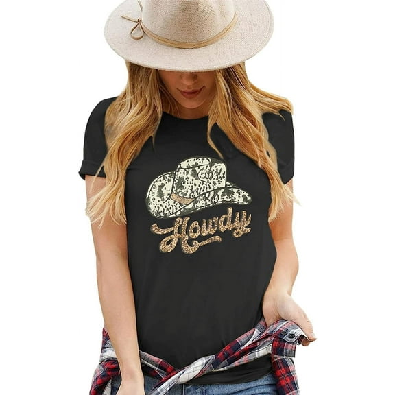 Womens Western Graphic Shirts Vintage Cowgirl Country T-Shirts Casual Short Sleeve Tees Tops