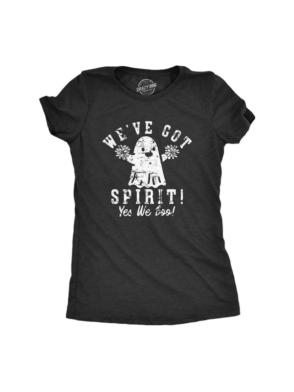 Womens Weve Got Spirit Yes We Boo T Shirt Funny Cute Halloween Cheering Ghost Tee for Ladies Womens Graphic Tees