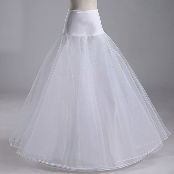 Womens White 1 Hoop A Line Two Layers Petticoat Bridal Wedding Dress Elastic Wai