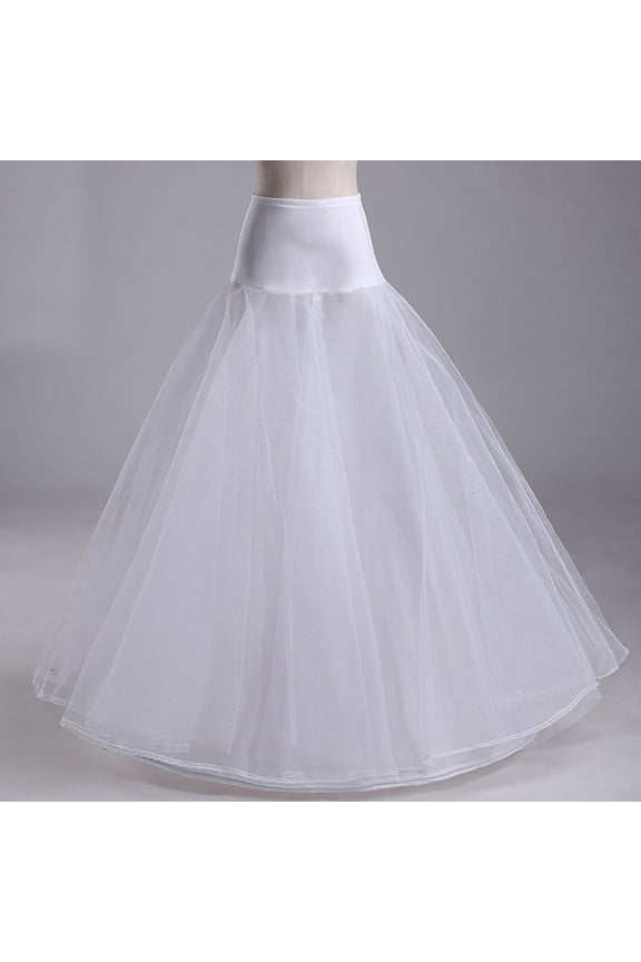 Womens White 1 Hoop A Line Two Layers Petticoat Bridal Wedding Dress Elastic Wai